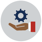 Hand holding gear icon